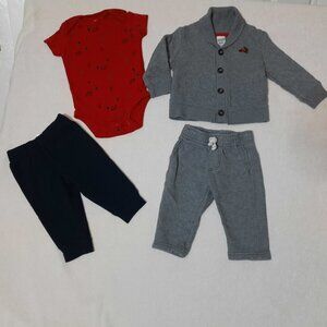 2 Baby Christmas Outfits, Carters Sweatsuit, Carters Onepiece Pants, Bundle, LN